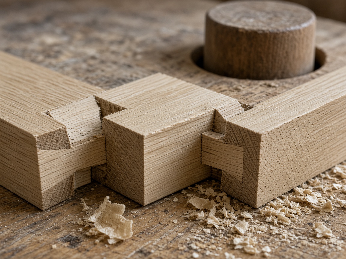Hand-cut dovetail in white oak