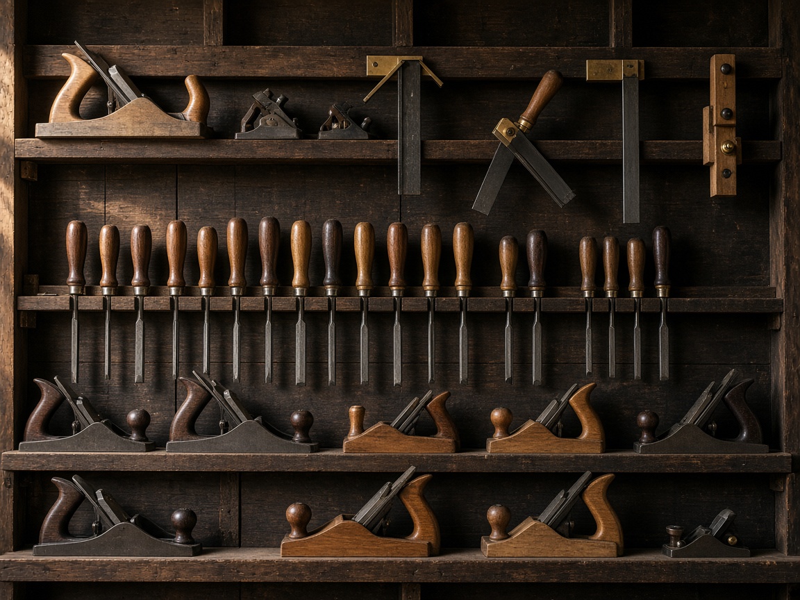 Wall of hand planes and chisels